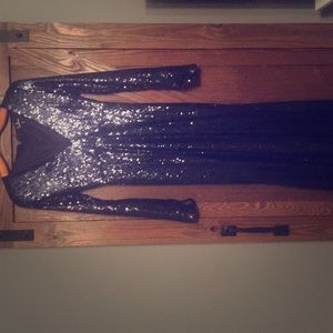 Slate Blue Sequin Gown by Lulus